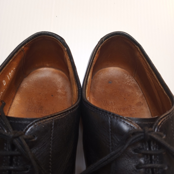 Vintage Allen Edmonds Dryden Oxfords Sz 9 D Black Vibram Soles Brogue captoe - Picture 4 of 10